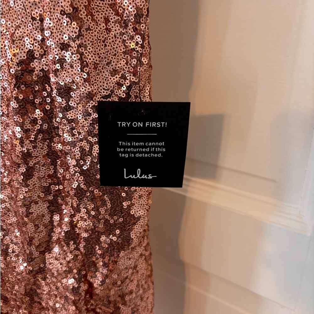 Lulu's Rose Gold Sequin Dress - Picture 4 of 6